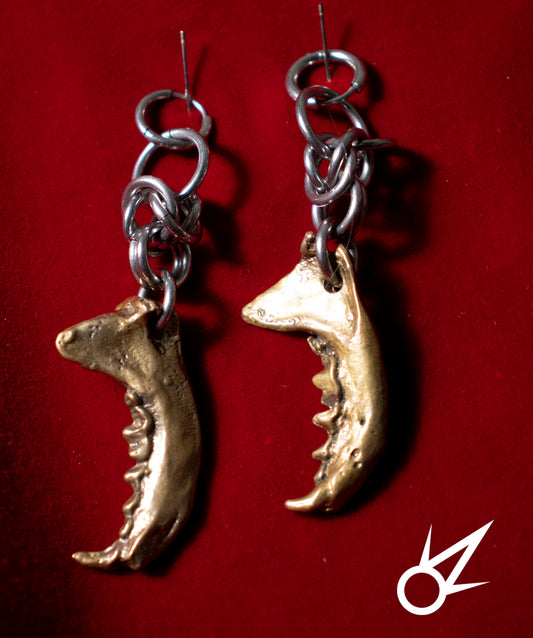 Bronze Mink Jaw Earrings